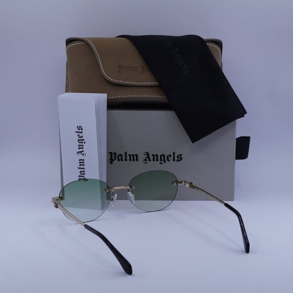 Palm Angels PERI10H CRYSTAL 7654 Oval Sunglasses - Gold/Green Gradient - Picture 6 of 10
